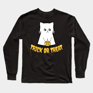 Ghost kitten trick or treat Long Sleeve T-Shirt